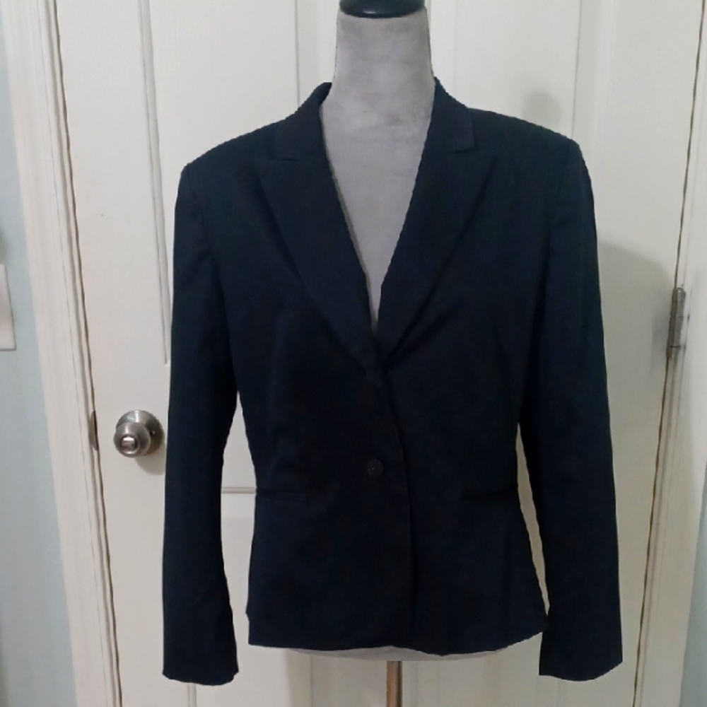 Tahari Women's Black Blazer Classic Style With Faux Pockets, Petite 14